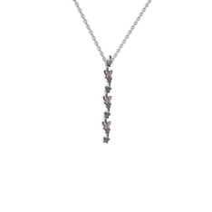 Mesa Kelebek Kolye - Pembe kuvars 925 ayar siyah rodyum kaplama gümüş kolye (40 cm beyaz altın rolo zincir) #9fezte