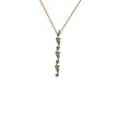 Mesa Kelebek Kolye - Peridot 925 ayar siyah rodyum kaplama gümüş kolye (40 cm rose altın rolo zincir) #e7b3ic