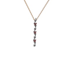 Mesa Kelebek Kolye - Garnet 925 ayar siyah rodyum kaplama gümüş kolye (40 cm rose altın rolo zincir) #j51gkf