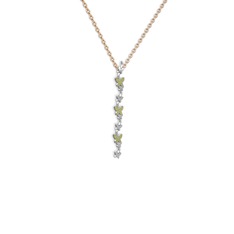 Mesa Kelebek Kolye - Peridot 18 ayar beyaz altın kolye (40 cm rose altın rolo zincir) #l6tgpg