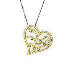 Herz Kalp Kolye - Yeşil kuvars 14 ayar altın kolye (40 cm gümüş rolo zincir) #yrsqtz