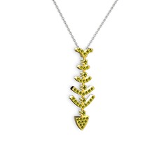 Taşlı Kılçık Kolye - Peridot 14 ayar altın kolye (40 cm beyaz altın rolo zincir) #10tuqk1