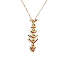 Taşlı Kılçık Kolye - Kök yakut 8 ayar altın kolye (40 cm rose altın rolo zincir) #13wa9t8