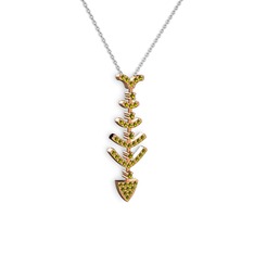 Taşlı Kılçık Kolye - Peridot 18 ayar rose altın kolye (40 cm beyaz altın rolo zincir) #1cx8wgv