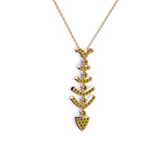 Taşlı Kılçık Kolye - Peridot 18 ayar rose altın kolye (40 cm rose altın rolo zincir) #1jb3v7t