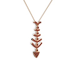 Garnet 18 ayar rose altın kolye (40 cm rose altın rolo zincir)