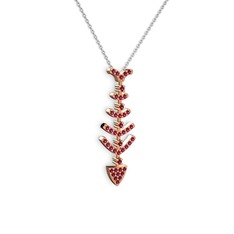 Rodolit garnet 14 ayar rose altın kolye (40 cm beyaz altın rolo zincir)