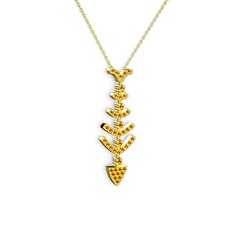 Taşlı Kılçık Kolye - Sitrin 18 ayar altın kolye (40 cm gümüş rolo zincir) #ffhioa