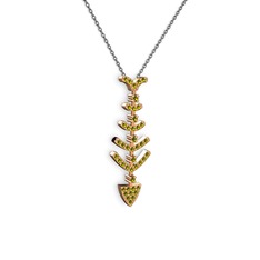 Taşlı Kılçık Kolye - Peridot 925 ayar rose altın kaplama gümüş kolye (40 cm gümüş rolo zincir) #pw7i6g