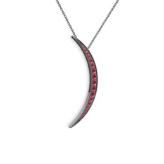 Ay Kolye - Kök yakut 925 ayar siyah rodyum kaplama gümüş kolye (40 cm gümüş rolo zincir) #1205o5q