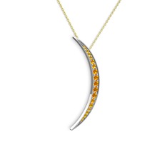 Ay Kolye - Sitrin 14 ayar beyaz altın kolye (40 cm altın rolo zincir) #13bo0o8