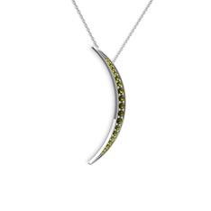 Ay Kolye - Peridot 925 ayar gümüş kolye (40 cm beyaz altın rolo zincir) #16ozuz2