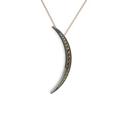 Ay Kolye - Dumanlı kuvars 925 ayar siyah rodyum kaplama gümüş kolye (40 cm rose altın rolo zincir) #17b0y3f