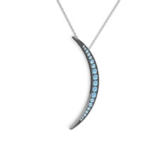 Ay Kolye - Akuamarin 925 ayar siyah rodyum kaplama gümüş kolye (40 cm gümüş rolo zincir) #17nbxaz