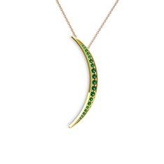 Ay Kolye - Yeşil kuvars 18 ayar altın kolye (40 cm gümüş rolo zincir) #1gq1cxk