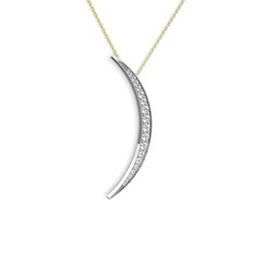 Ay Kolye - Beyaz zirkon 925 ayar gümüş kolye (40 cm altın rolo zincir) #1j2gitq