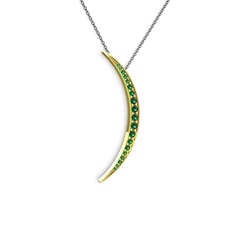 Ay Kolye - Yeşil kuvars 18 ayar altın kolye (40 cm gümüş rolo zincir) #1jrveb2