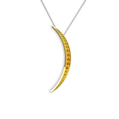 Ay Kolye - Sitrin 925 ayar altın kaplama gümüş kolye (40 cm beyaz altın rolo zincir) #1tiawoe