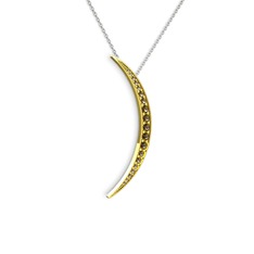 Ay Kolye - Dumanlı kuvars 18 ayar altın kolye (40 cm beyaz altın rolo zincir) #1uccpjy