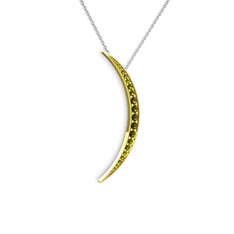 Ay Kolye - Peridot 14 ayar altın kolye (40 cm gümüş rolo zincir) #1urap4m