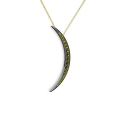 Ay Kolye - Peridot 925 ayar siyah rodyum kaplama gümüş kolye (40 cm altın rolo zincir) #1v3l7lv