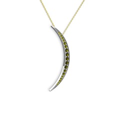 Ay Kolye - Peridot 18 ayar beyaz altın kolye (40 cm altın rolo zincir) #1y1ygbv