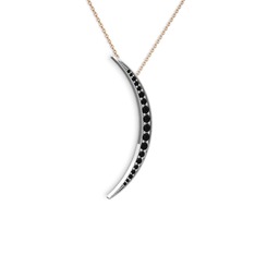 Ay Kolye - Siyah zirkon 925 ayar gümüş kolye (40 cm rose altın rolo zincir) #1yoq0bs