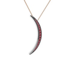 Ay Kolye - Kök yakut 925 ayar siyah rodyum kaplama gümüş kolye (40 cm gümüş rolo zincir) #1z133fc