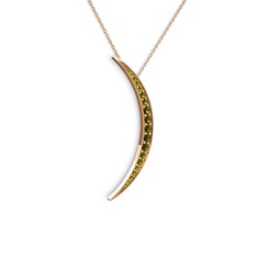 Ay Kolye - Peridot 18 ayar rose altın kolye (40 cm gümüş rolo zincir) #2hu6cm