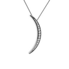 Ay Kolye - Beyaz zirkon 925 ayar siyah rodyum kaplama gümüş kolye (40 cm gümüş rolo zincir) #4rgqiv