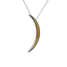 Ay Kolye - Sitrin 925 ayar siyah rodyum kaplama gümüş kolye (40 cm beyaz altın rolo zincir) #7bq8i8
