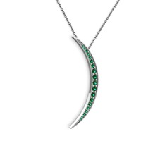 Ay Kolye - Yeşil kuvars 8 ayar beyaz altın kolye (40 cm gümüş rolo zincir) #96w4t2