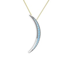 Ay Kolye - Akuamarin 8 ayar beyaz altın kolye (40 cm gümüş rolo zincir) #e9xigy