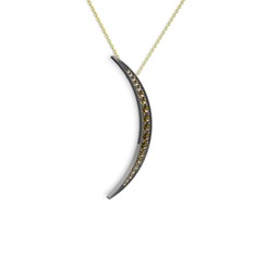 Ay Kolye - Dumanlı kuvars 925 ayar siyah rodyum kaplama gümüş kolye (40 cm gümüş rolo zincir) #ew054e
