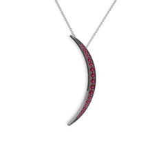 Ay Kolye - Rodolit garnet 925 ayar siyah rodyum kaplama gümüş kolye (40 cm gümüş rolo zincir) #f1j7cn