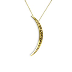 Ay Kolye - Dumanlı kuvars 925 ayar altın kaplama gümüş kolye (40 cm altın rolo zincir) #gtfqql