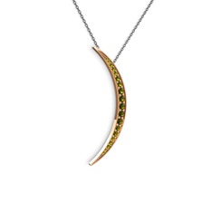 Ay Kolye - Peridot 8 ayar rose altın kolye (40 cm gümüş rolo zincir) #hnaxgj