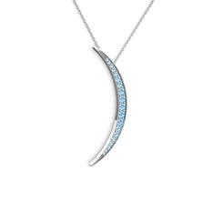 Ay Kolye - Akuamarin 18 ayar beyaz altın kolye (40 cm gümüş rolo zincir) #lzpo11
