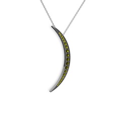 Ay Kolye - Peridot 925 ayar siyah rodyum kaplama gümüş kolye (40 cm beyaz altın rolo zincir) #sb3a6j