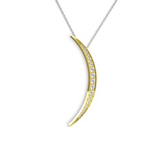 Ay Kolye - Beyaz zirkon 14 ayar altın kolye (40 cm beyaz altın rolo zincir) #veal6g