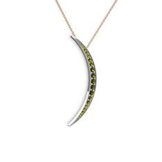 Ay Kolye - Peridot 14 ayar beyaz altın kolye (40 cm gümüş rolo zincir) #x3axms