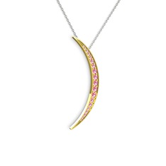 Ay Kolye - Pembe kuvars 18 ayar altın kolye (40 cm beyaz altın rolo zincir) #yfeoij