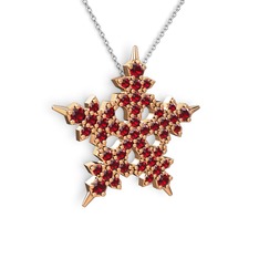 Garnet 18 ayar rose altın kolye (40 cm beyaz altın rolo zincir)