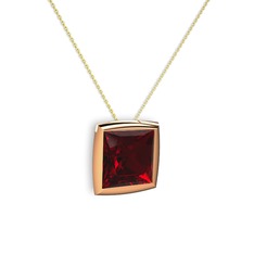 Garnet 8 ayar rose altın kolye (40 cm altın rolo zincir)