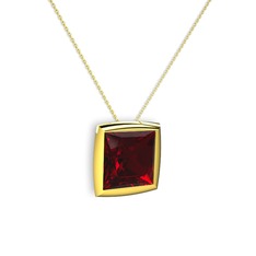 Tenda Kare Kolye - Garnet 925 ayar altın kaplama gümüş kolye (40 cm altın rolo zincir) #1pyv7by
