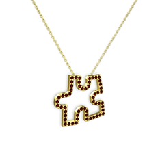 Puzzle Parça Kolye - Garnet 14 ayar altın kolye (40 cm altın rolo zincir) #1035jpc