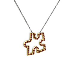 Puzzle Parça Kolye - Rodolit garnet 8 ayar altın kolye (40 cm gümüş rolo zincir) #115djax
