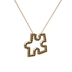 Puzzle Parça Kolye - Peridot 18 ayar rose altın kolye (40 cm gümüş rolo zincir) #14y80qz