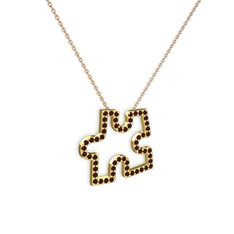 Puzzle Parça Kolye - Kök yakut 18 ayar altın kolye (40 cm rose altın rolo zincir) #19b8e6z