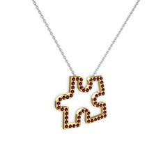 Puzzle Parça Kolye - Rodolit garnet 18 ayar altın kolye (40 cm beyaz altın rolo zincir) #1fyjoy4